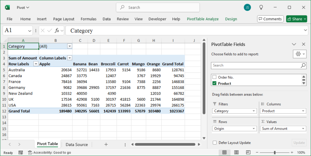 Create a Pivot Table using Cache Using xlwings